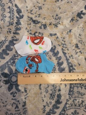 NWT Cute Spider-Man Kids 7-10 Size Shoe Ankle Socks - Blue & White